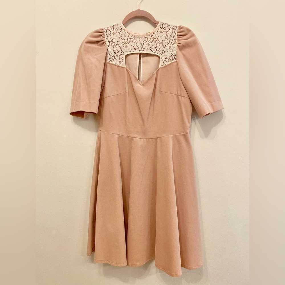 Vivetta Sweetheart Pink Velvet and Lace Cutout Dress